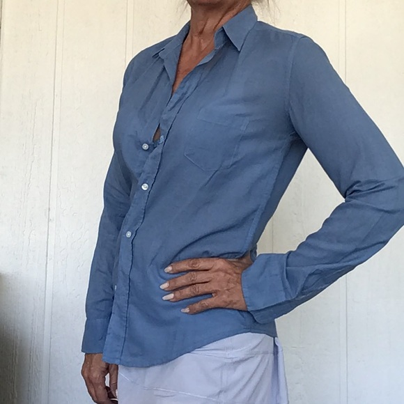 FRANK & EILEEN BLUE BUTTON UP COTTON SHIRT SIZE XS - Picture 4 of 11